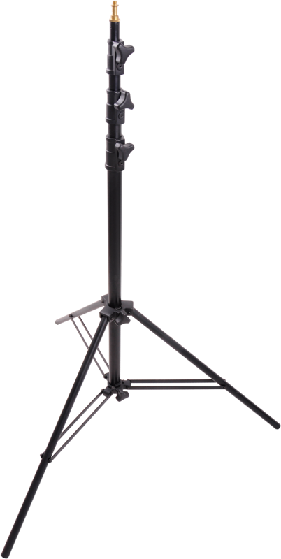 This 3.85m light stand has all metal locking collars to the twin leg braces for additional support. Has an air cushion to keep equipment safe when adjusting the height.