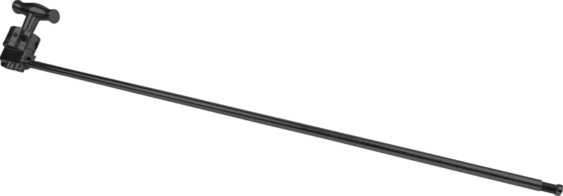 At the end of the 40" grip arm you will find a baby hex pin with six milled flat surfaces. Allows mounting the light fixtures or accessories on the end of the grip arm like a mini boom.
