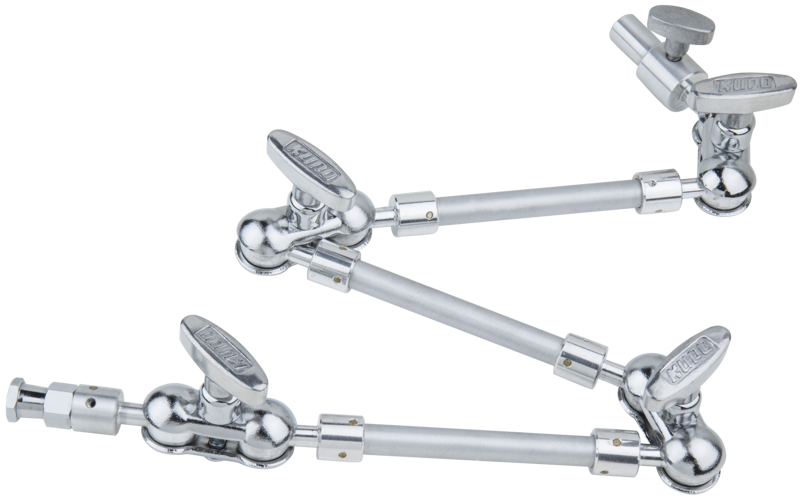 Articulated arm is used to lock and hold small lighting and effects in accurate position.