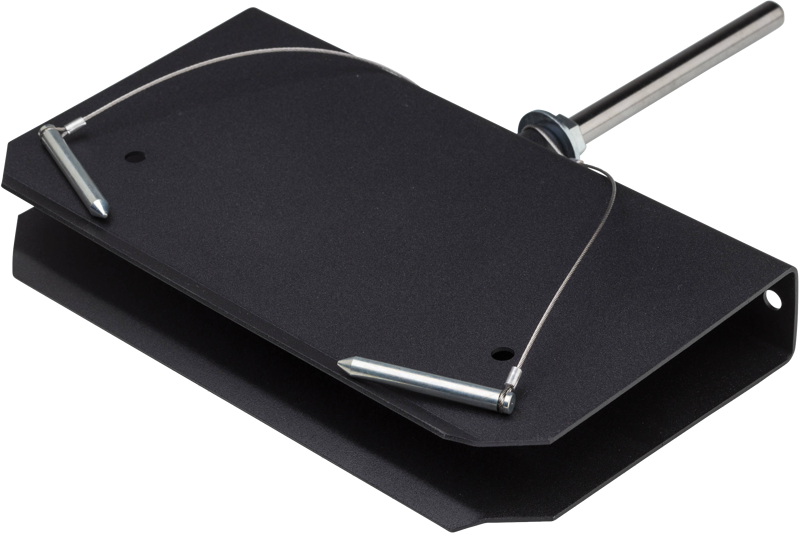U-shaped steel holder with black powder coating to mount foam core.