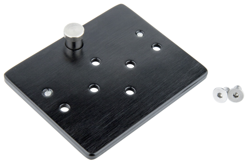 An aluminum plate with a sleek black anodized finish