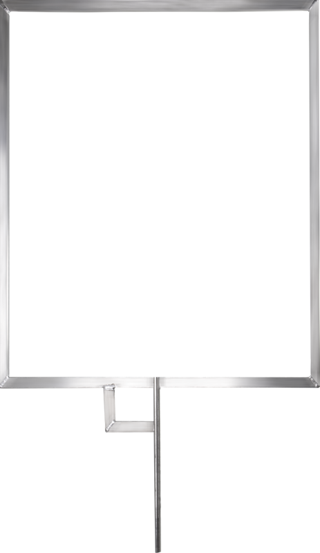 Flat frame constructed from light weight flat bar and welded with a 16mm mounting pin for connecting with griphead.