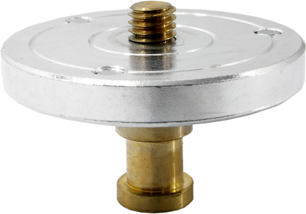 This round flat plate allows for mounting a tripod head or any other accessory with a female 3/8"-16 thread to a Convi Clamp or any piece of grip equipment that has a baby receiver.