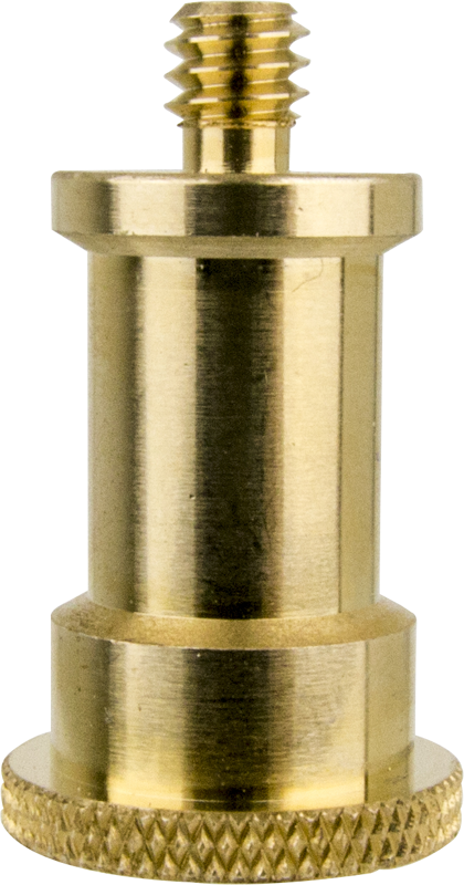 The Kupo Male Adapter Stud 5/8" w/3/8"-16F easily converts a male 3/8"-16 to a 5/8" baby with a 1/4"-20 thread (Standard Stand Top). It can be used when you to want a baby pin mount on a tripod. It works well with Convi and Super Claw Clamps.