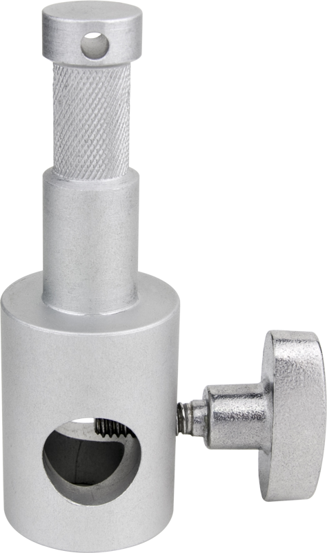 The Kupo Adapter Stud 5/8" Receiver to 5/8" Stud provides an extra long baby stud on to be mounted a regular baby stand. This adapter converts a stand with a threaded stud to a non-threaded stud.