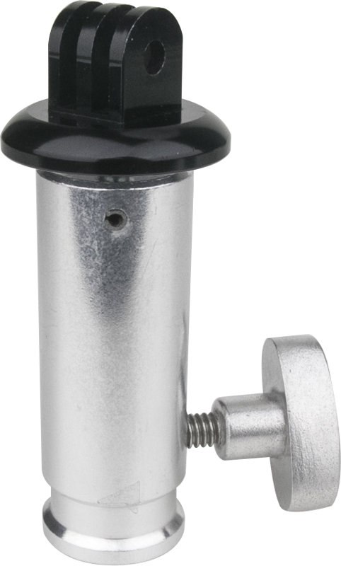 Kupo Gopro tripod mount w/ 5/8" (16mm) baby receiver. Works also in a junior mount when you remove the locking screw on the baby receiver. Fits any light stand with a 5/8" baby mount. Transitions easily from a light stand to a clamp.