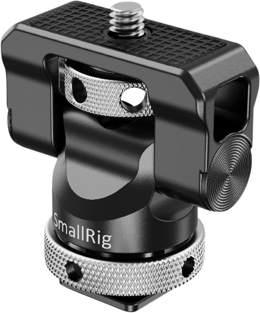 Designed to hold your monitor onto the top of a camera or other mounting gears via the cold shoe adapter. The holder enables cameramen to swivel 360° sideways and tilt 140° so that they can hold a monitor onto any position without using tools.