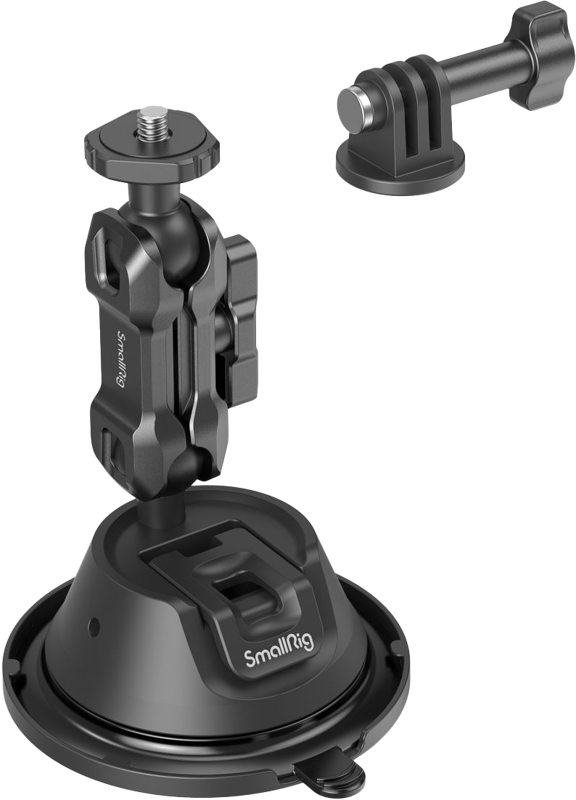 Designed for car photography using an action camera. It can adhere to dry