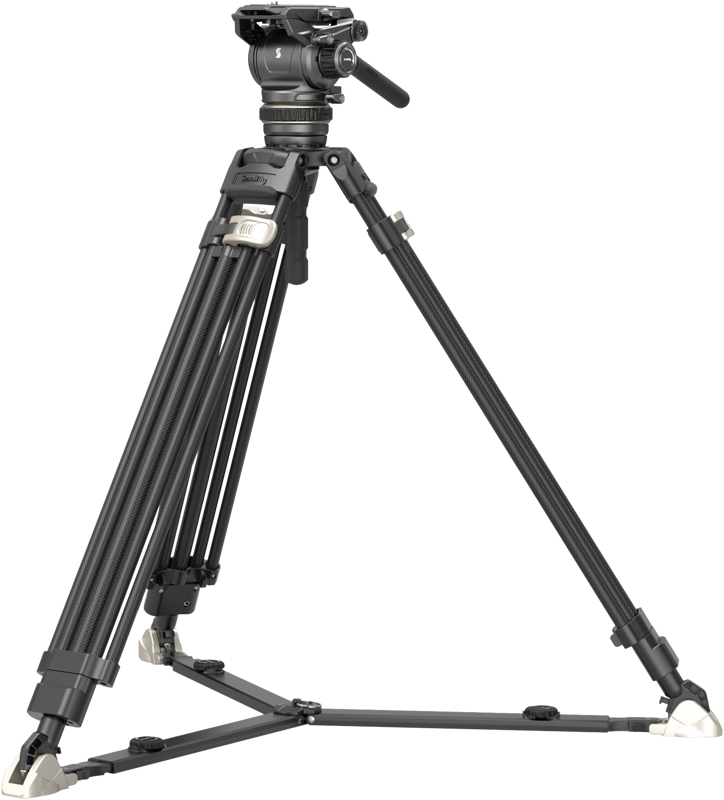 A professional video tripod kit to facilitate video shooting. The tripod has adjustable legs