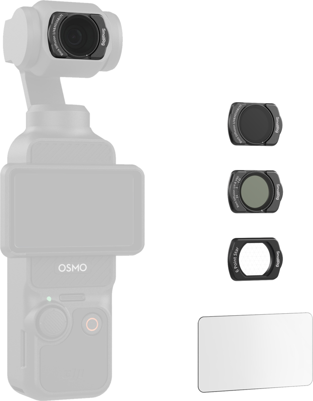 A multifunctional filter set specially designed for the DJI Osmo Pocket 3. This set includes one 1/4 black diffusion &amp ND16 &amp CPL filter