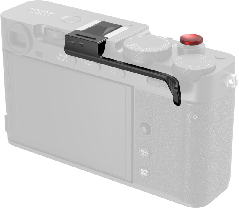 Designed to improve grip security during one-handed camera operation. The thumb grip easily slides into the camera's hot shoe mount for quick attachment and detachment.