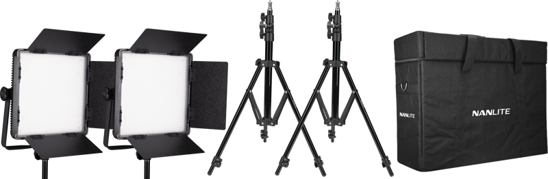 2 light kit with 2 x Nanlite 600CSA Bicolor LED Panels