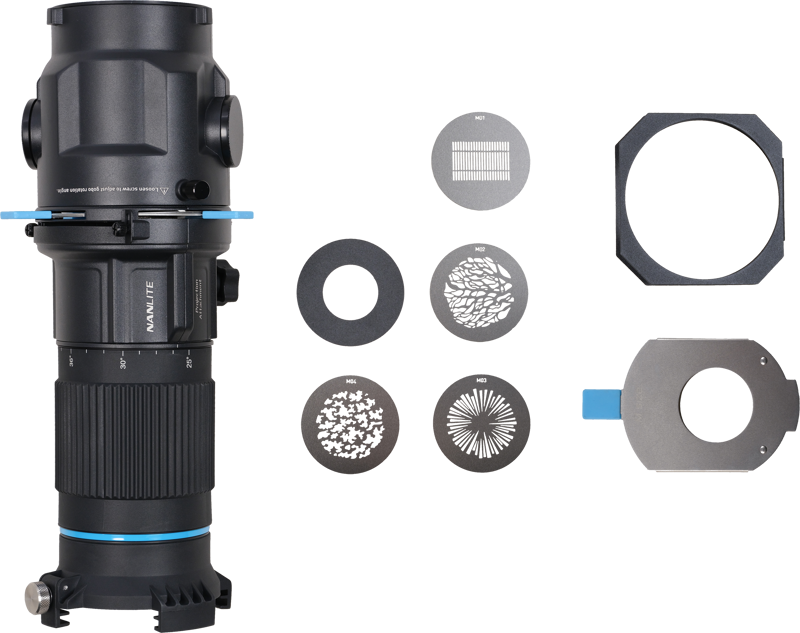 Flexible Beam Angle: Zoom from 25° to 45° with a simple turn of the lens barrel—no need to remove gobos or shutters.&nbspBowens Mount Compatibility: Fits all Bowens-mount fixtures up to 800W