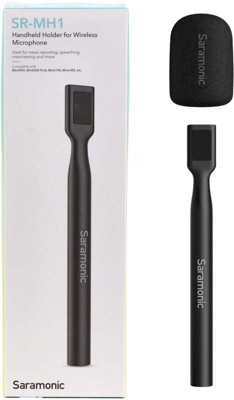 The Saramonic SR-MH1 is a universal handheld transmitter holder for mini clip-on 2.4GHz clip-on mic transmitters. It is an extremely affordable way for wireless 2.4GHz users to turn their clip-on transmitter into a versatile wireless handheld microphone. Ideal for handheld interviews