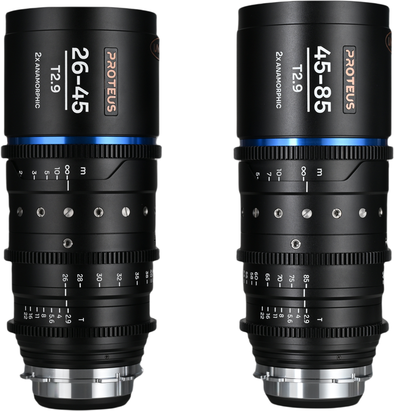 The Laowa Proteus Zoom 2X Anamorphic 2-Lens Bundle combines two professional anamorphic zoom lenses—26-45mm T2.9 and 45-85mm T2.9—to provide filmmakers with an extensive focal range for unparalleled cinematic flexibility. Designed specifically for Super 35 sensors