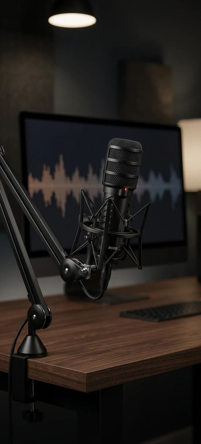 Podcast-mikrofoni studiossa