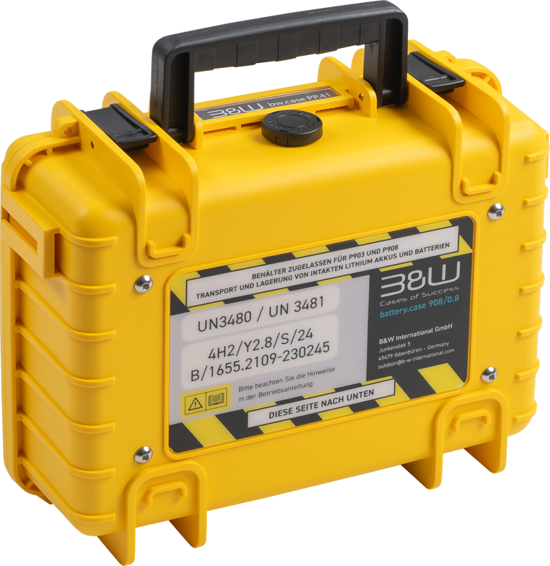 BW Outdoor Battery.case P908.08. Transport & Storage of defective lithium batteries, yellow