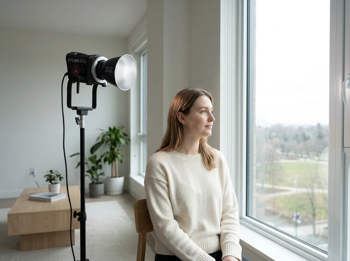 Ikkunavaloon tasapainotettu muotokuva