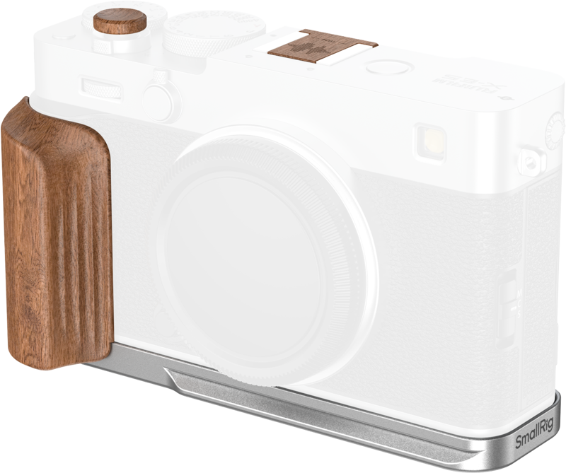 SMALLRIG 5984 L-Shaped Mount Plate with Wooden Handle for FUJIFILM X-E5 (Rosewood, Silver)