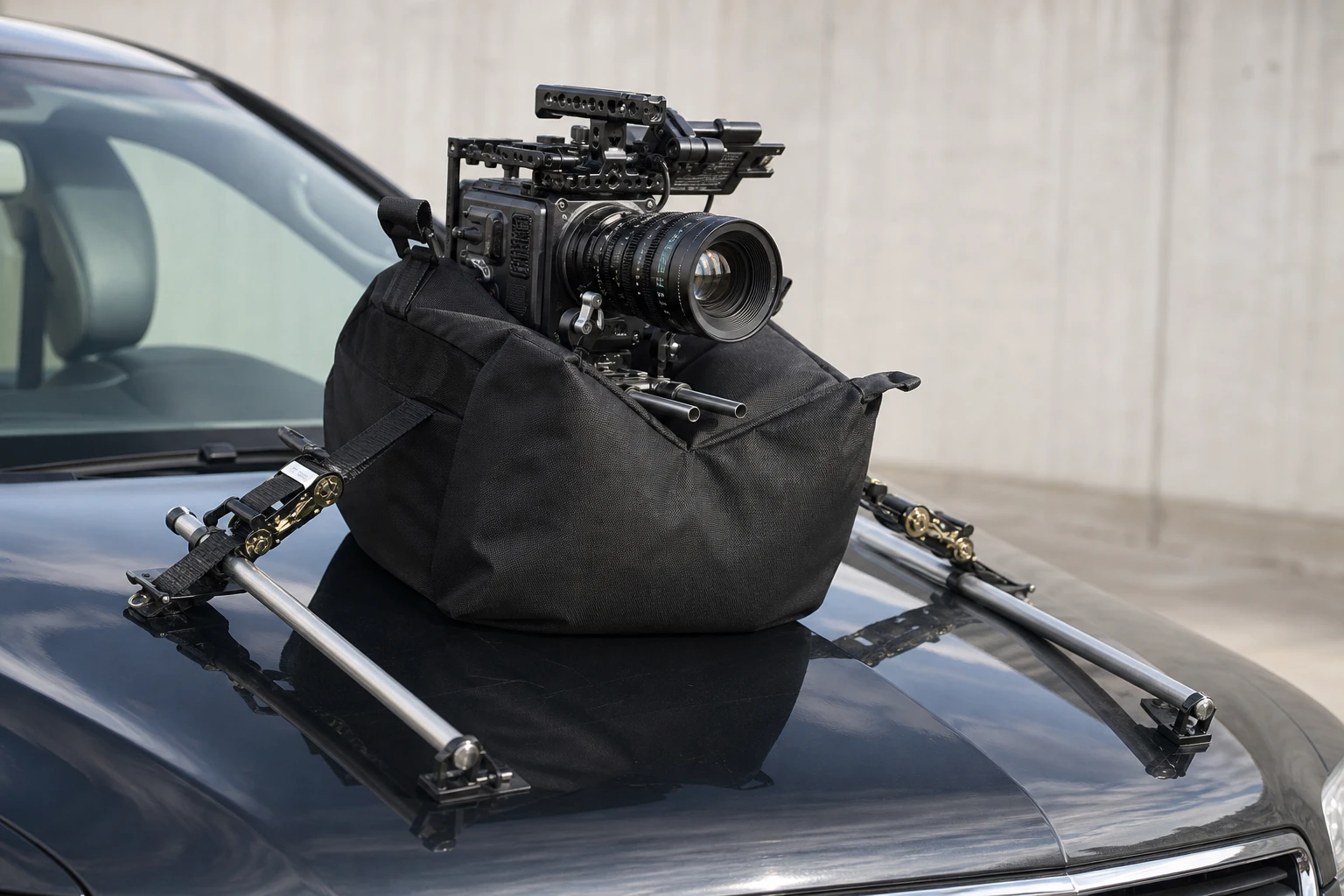 Camera bag on car