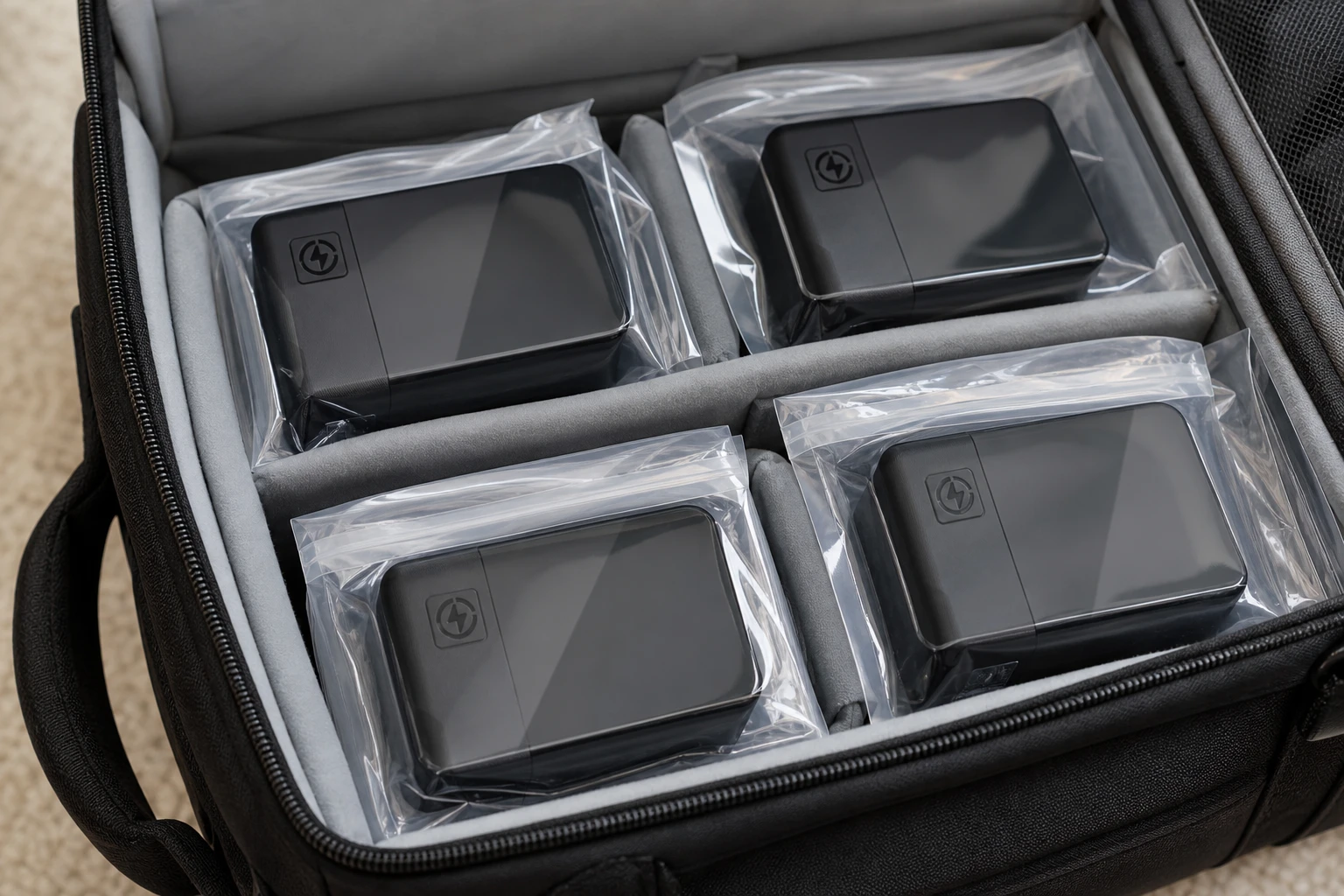 Packed carry-on batteries