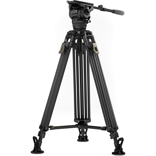 TILTA 75mm Cine Fluid Head with 2-Stage One Touch Carbon Fiber Tripod Legs (12KG) - Space Gray