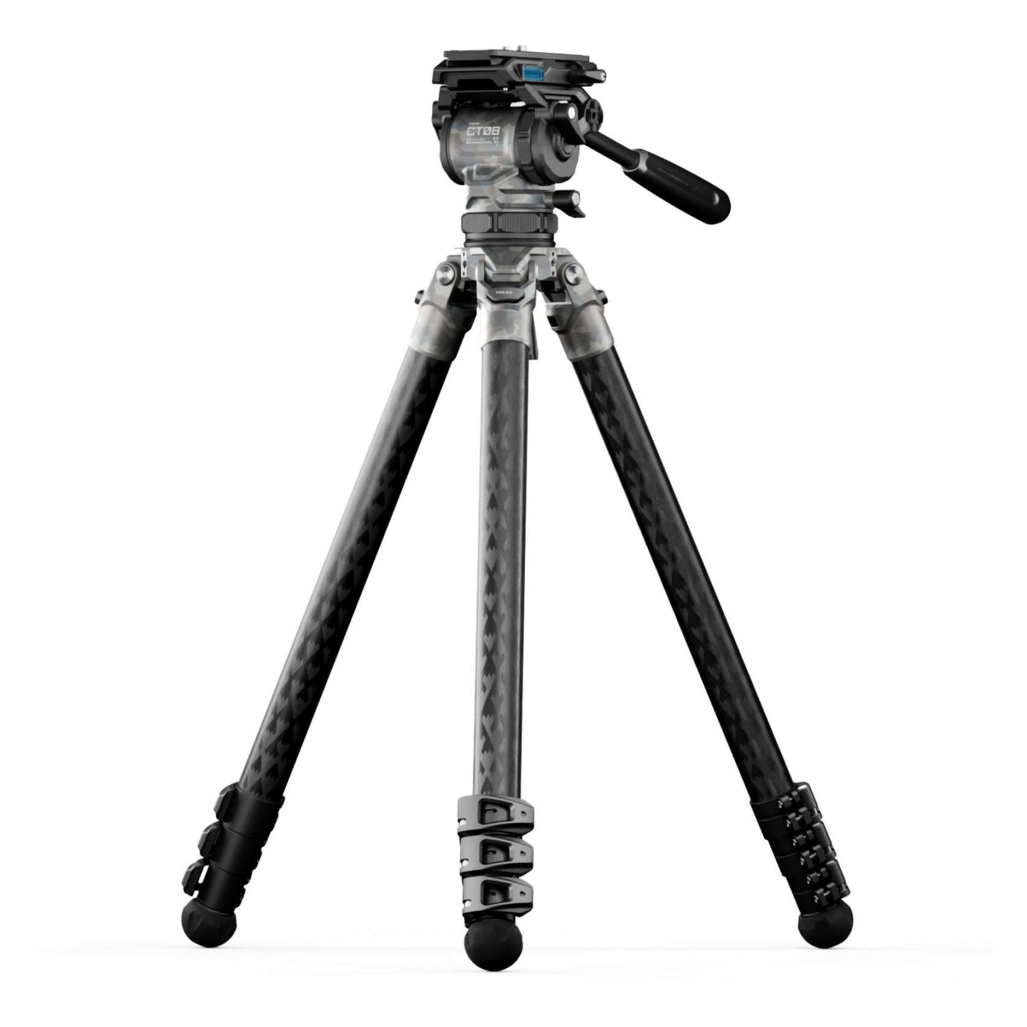 TILTA 75mm Cine Fluid Head with 3-Stage Carbon Fiber Tripod Legs (8KG) - Snow Camo