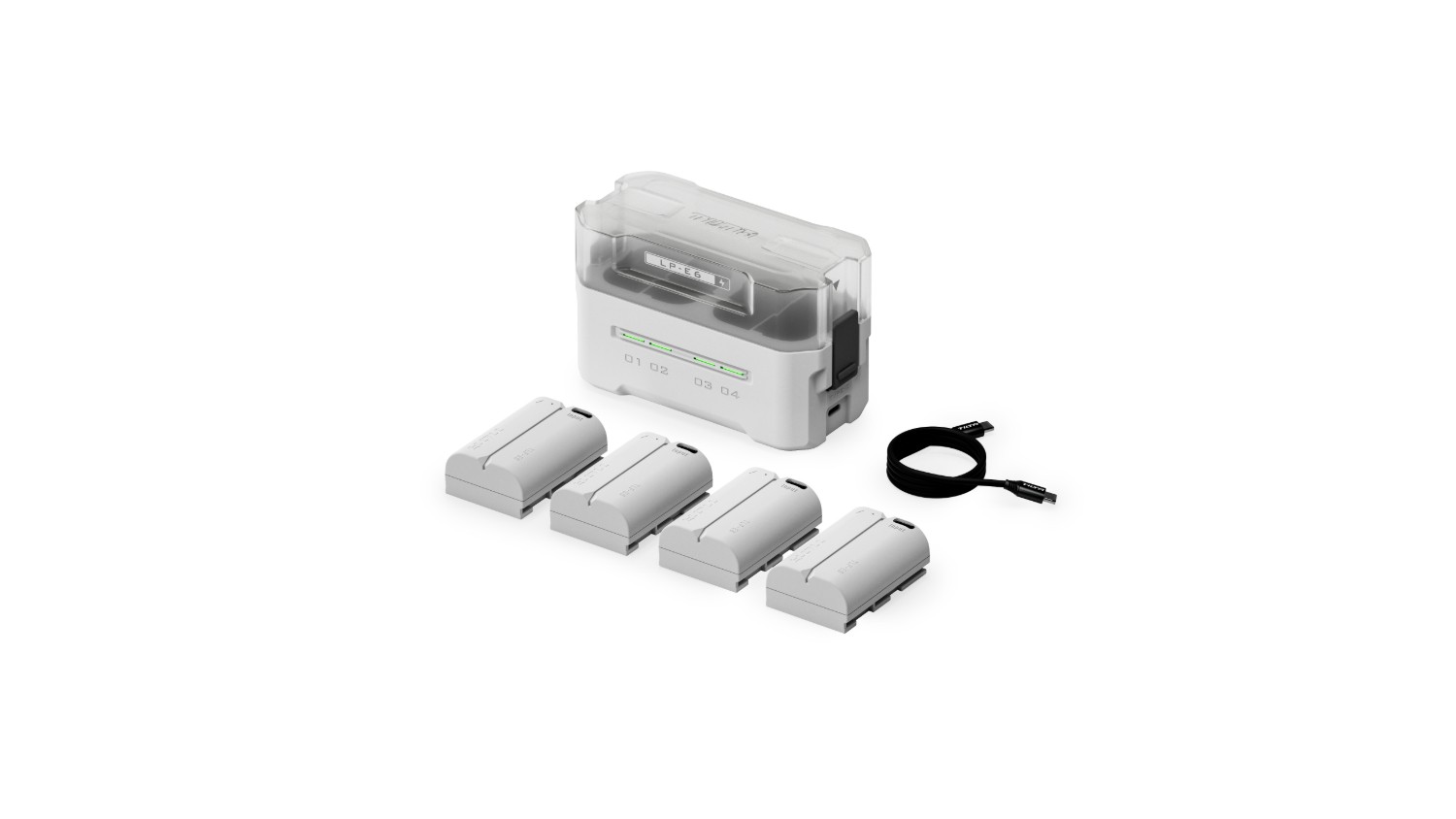 TILTA LP-E6P Charging Station Battery Kit (4 Batteries) - Off White