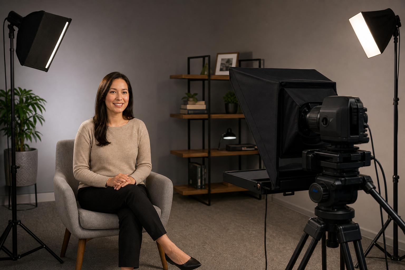 Studio teleprompter lighting