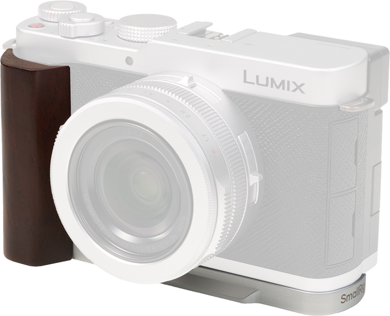 SMALLRIG 5943 L-Shaped Mount Plate with Wooden Handle for Panasonic LUMIX L10 Silver