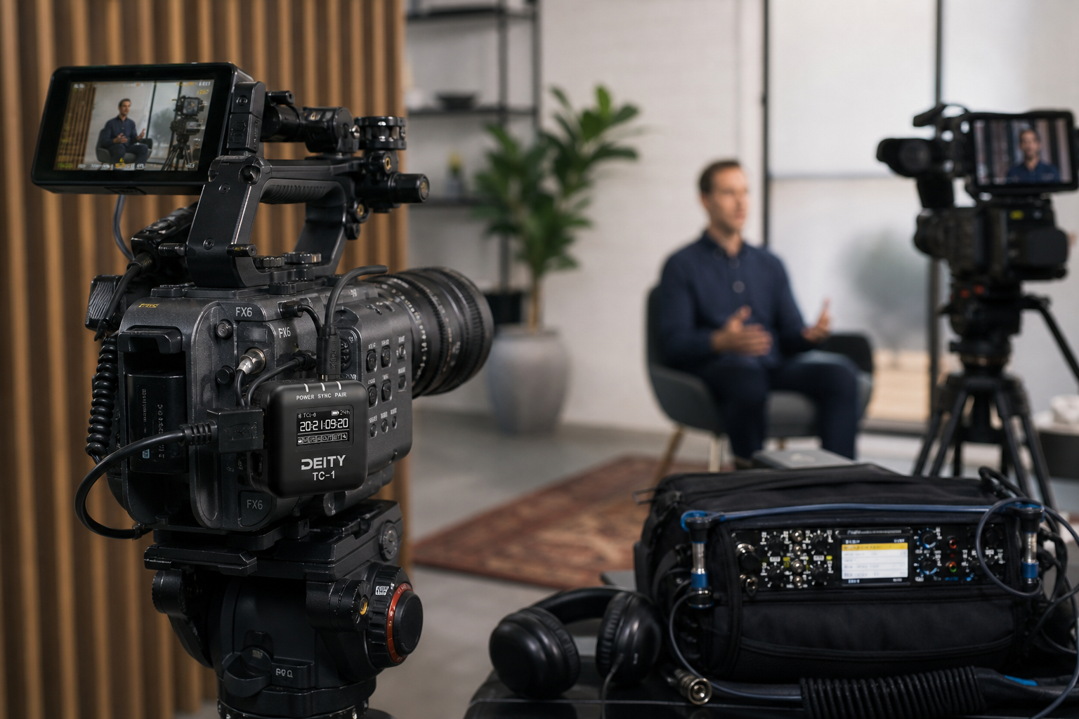 Wireless timecode camera setup