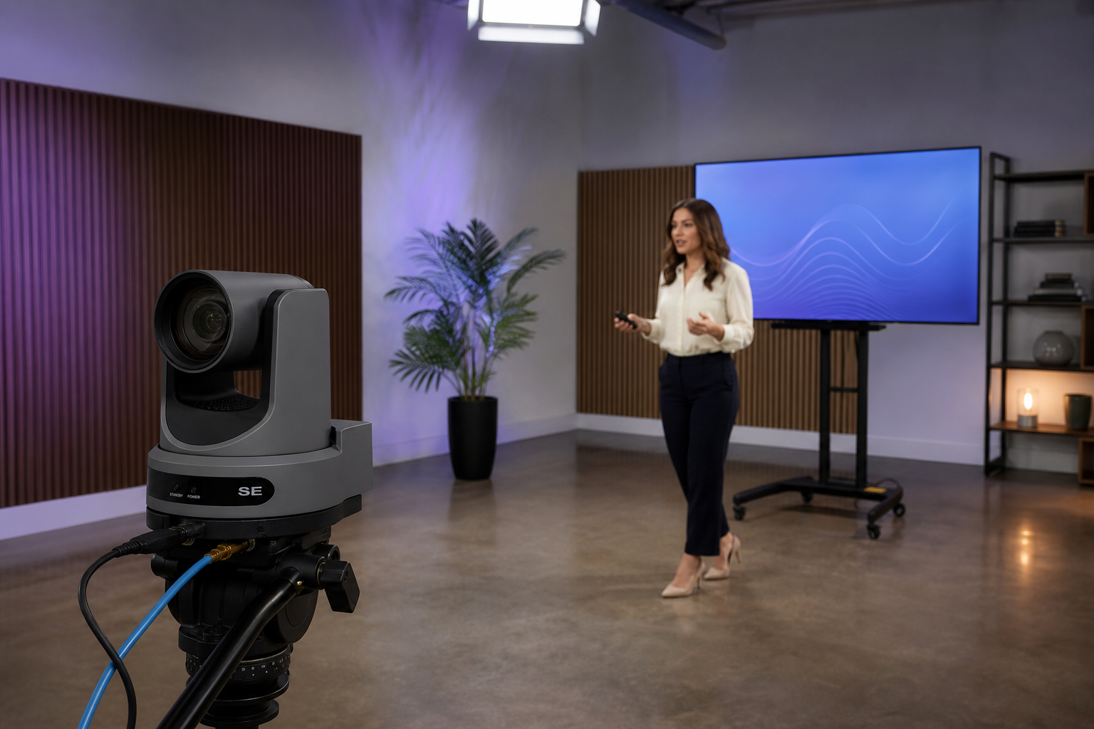 PTZ studio tracking presenter