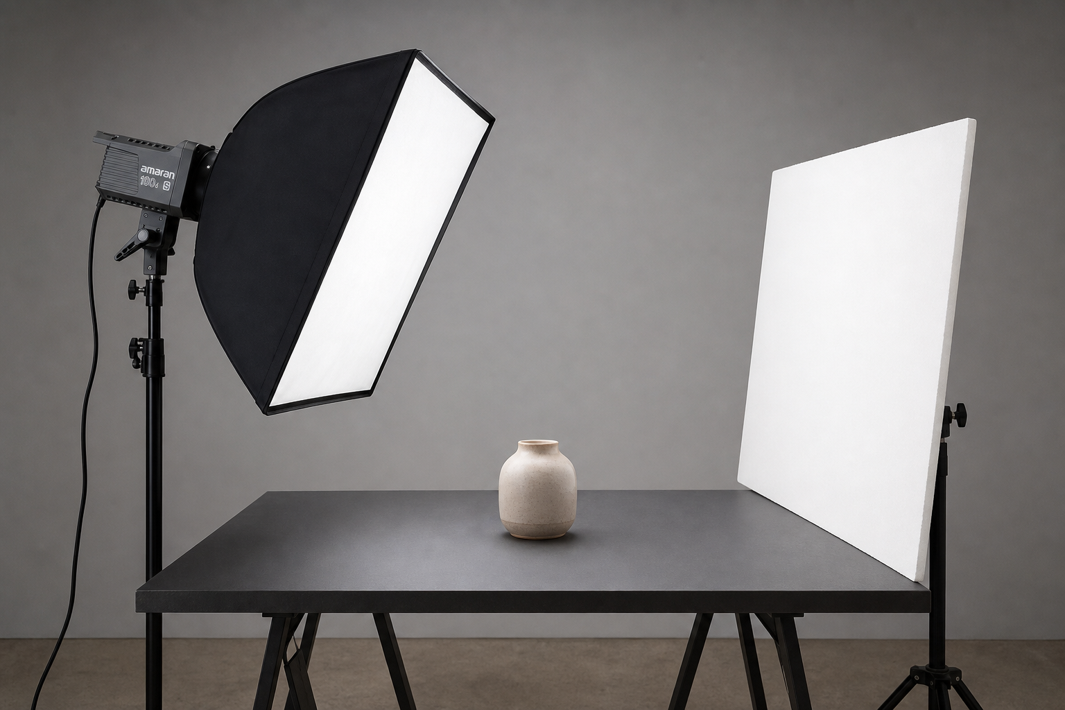 Balanced tabletop lighting setup