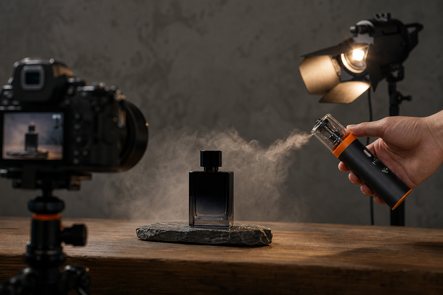 Handheld fog on set