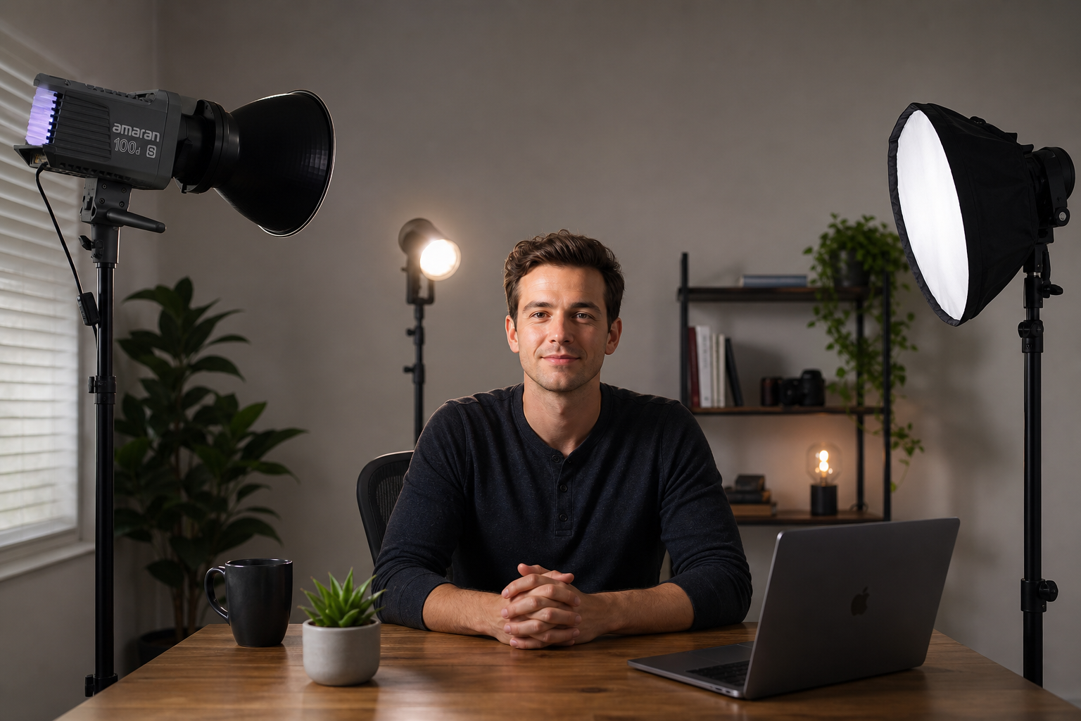 Three-point studio lighting