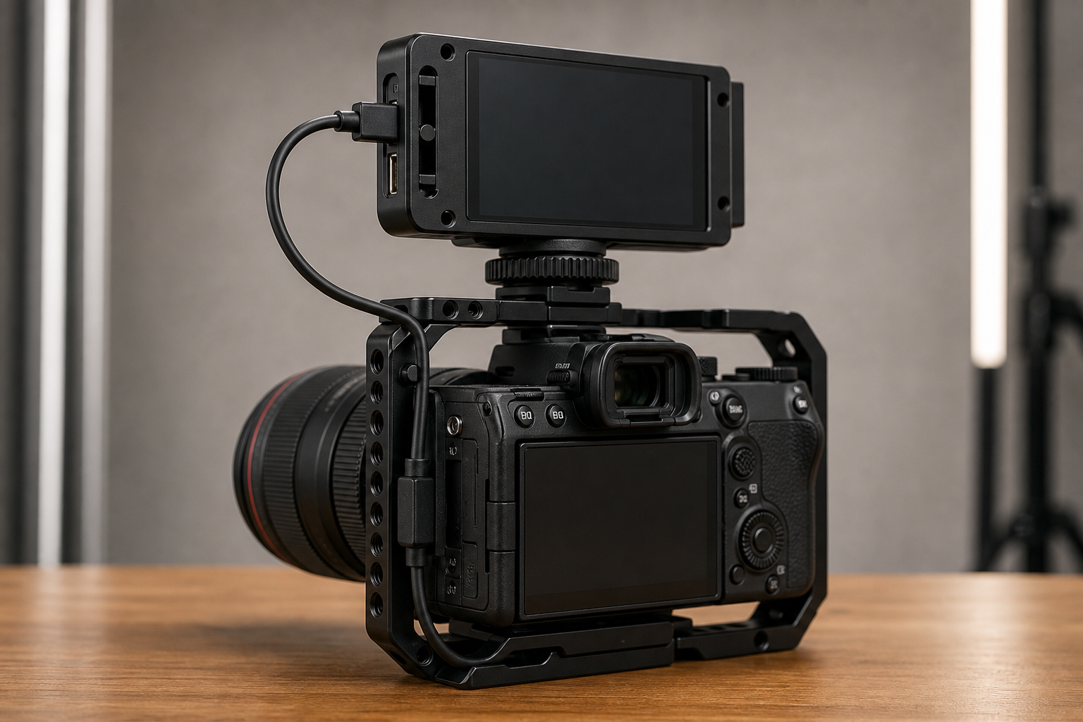 Compact camera HDMI rig