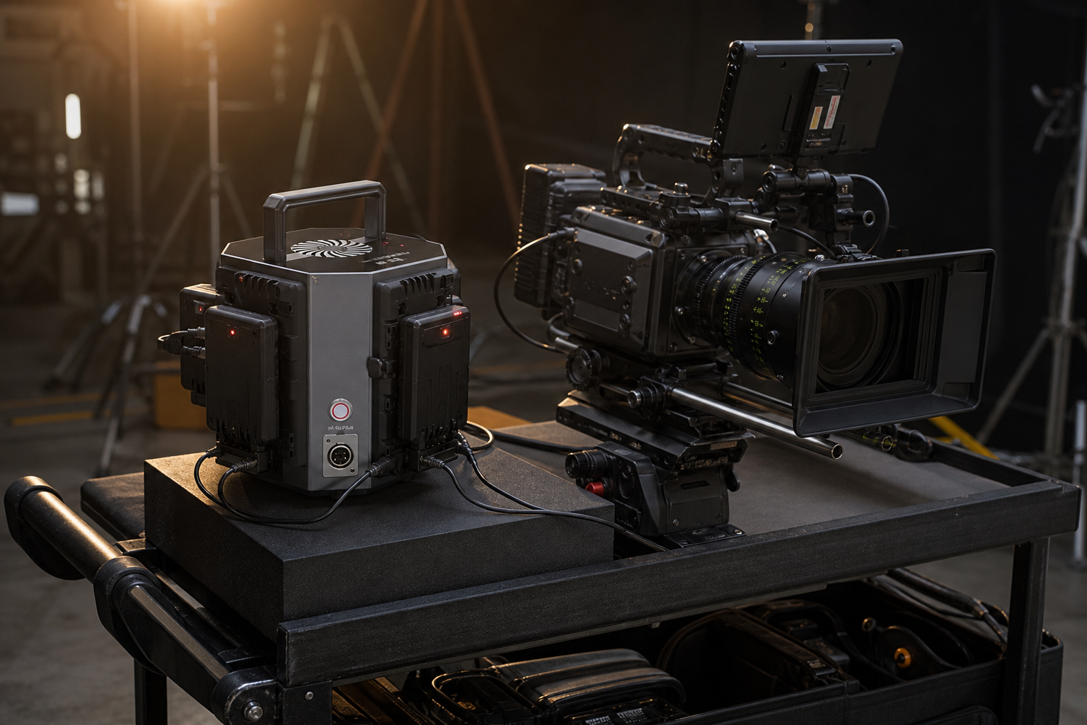 V-mount charger on set
