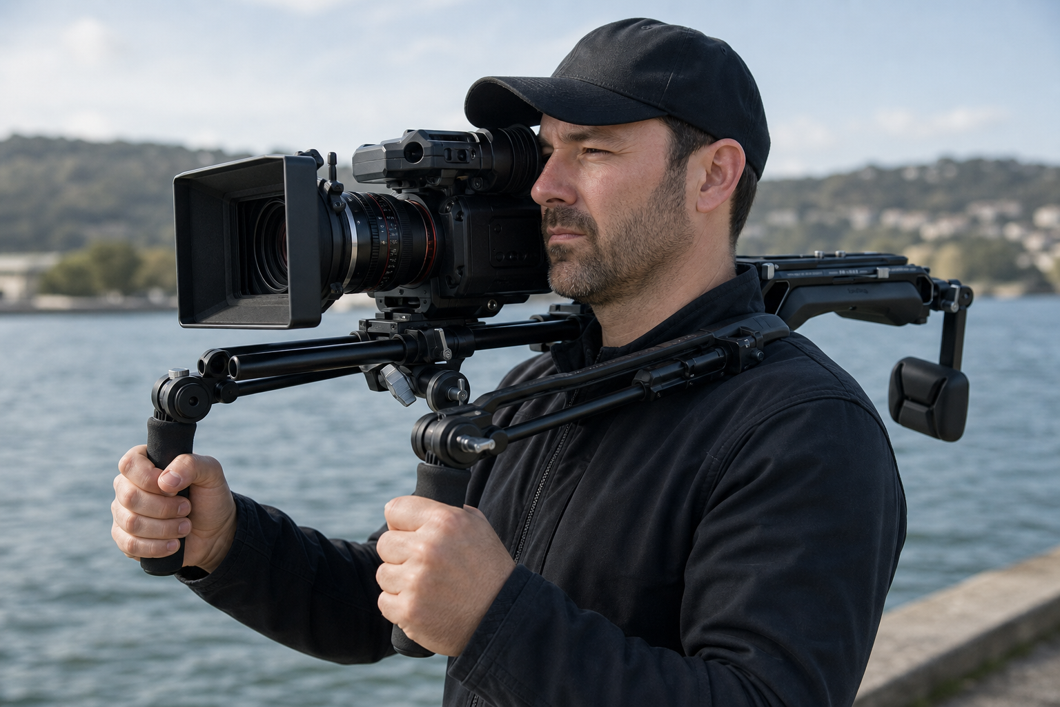 Shoulder rig in use