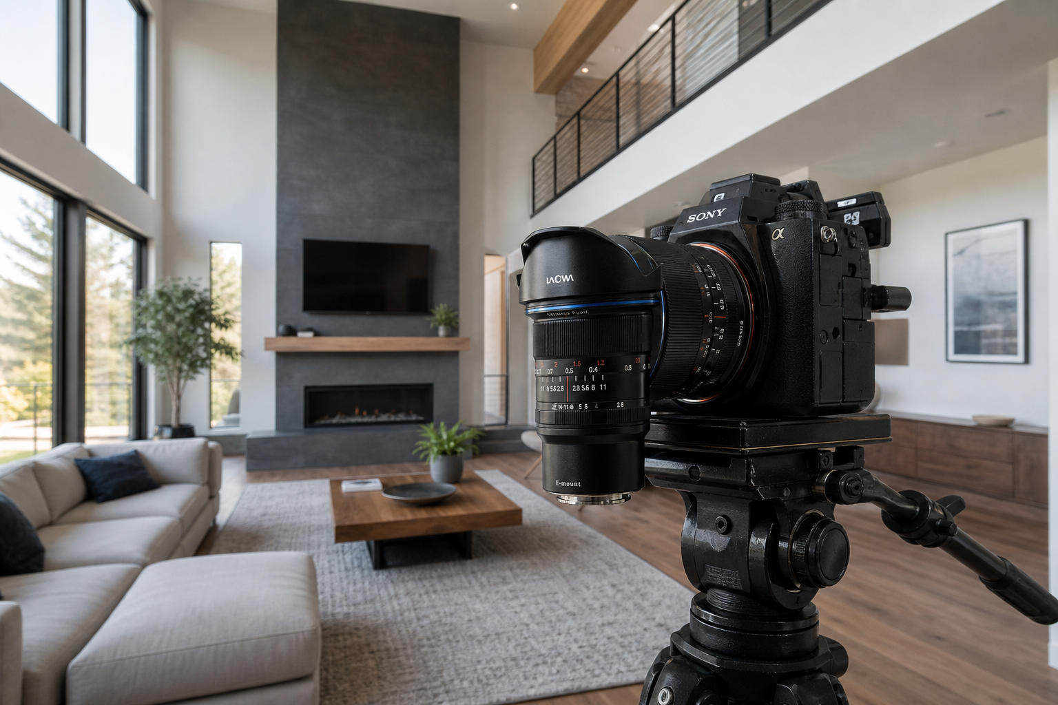Wide-angle interior filming