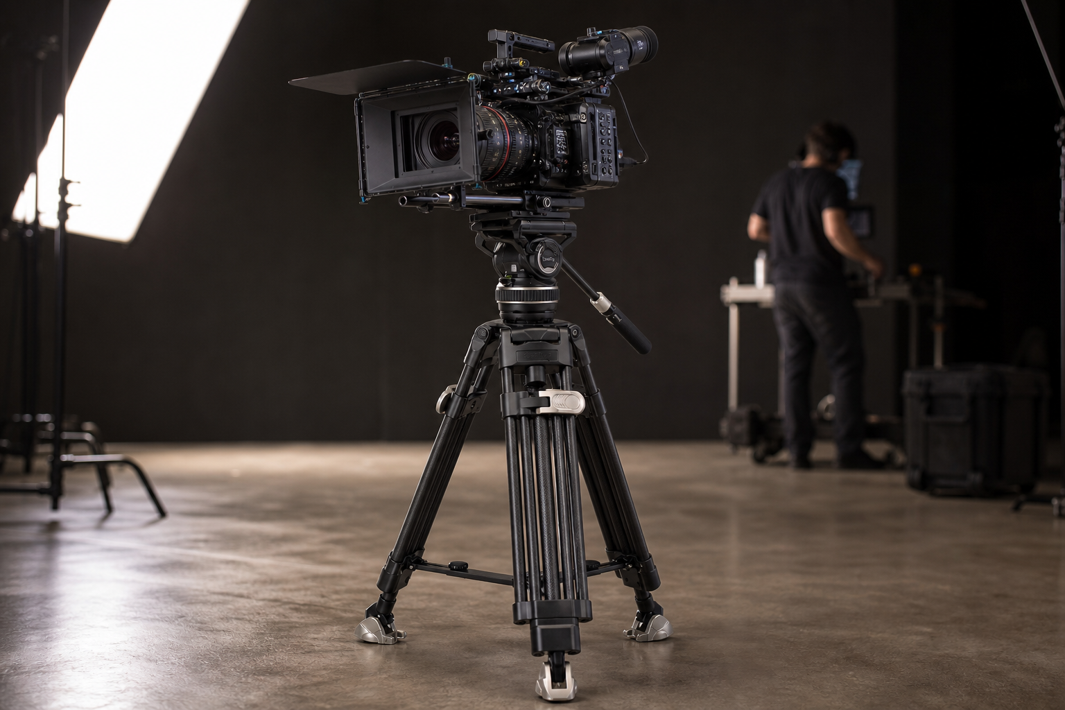 Cinema camera on tripod