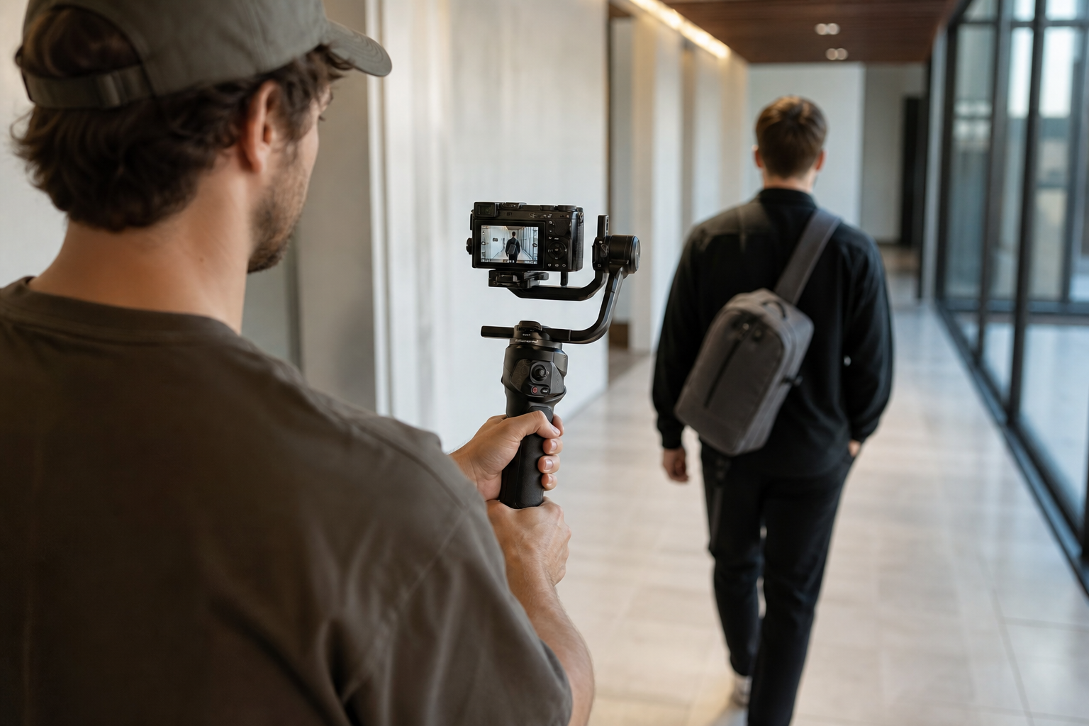 Videographer tracking with gimbal