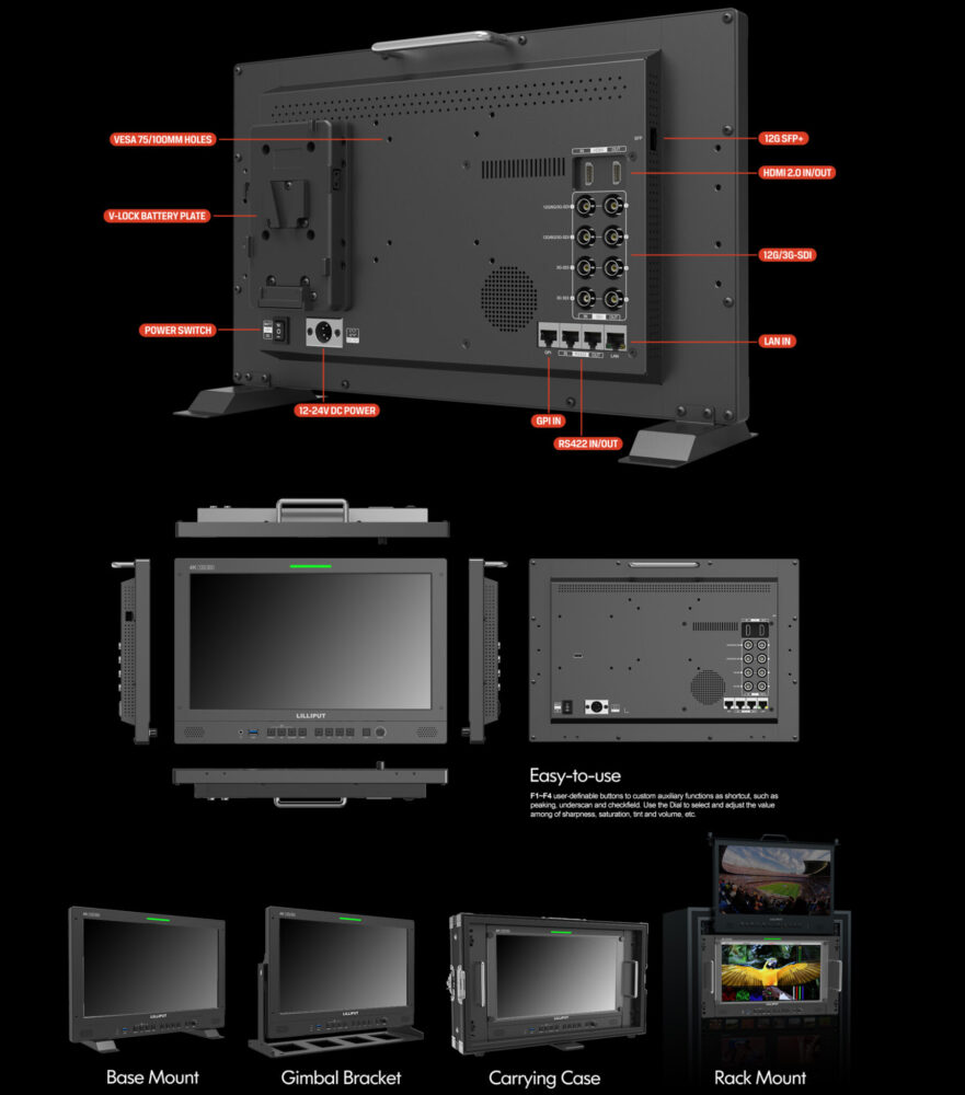 15.6" LILLIPUT Q15 4K 12G-SDI production/broadcast monitor