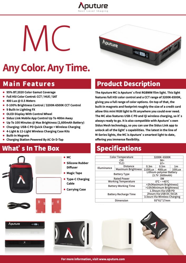 APUTURE MC RGBWW mini LED