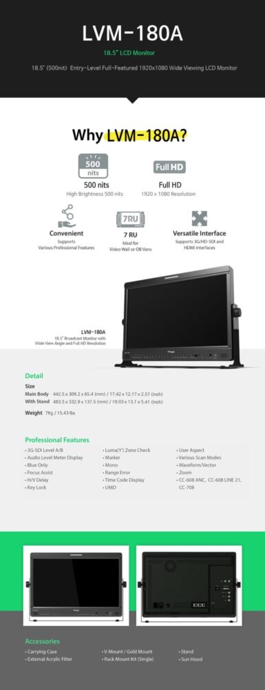 18.5" TVLOGIC LVM-180A FHD stuudio monitor