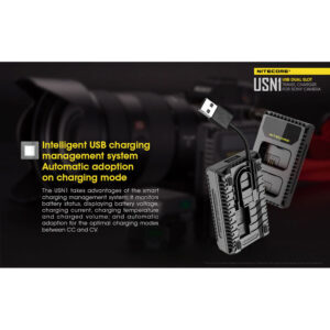 NITECORE USN1 dual slot digital USB charger for SONY NP-FW50 batteries
