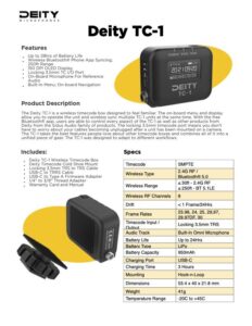 DEITY TC-1 Wireless Timecode Box