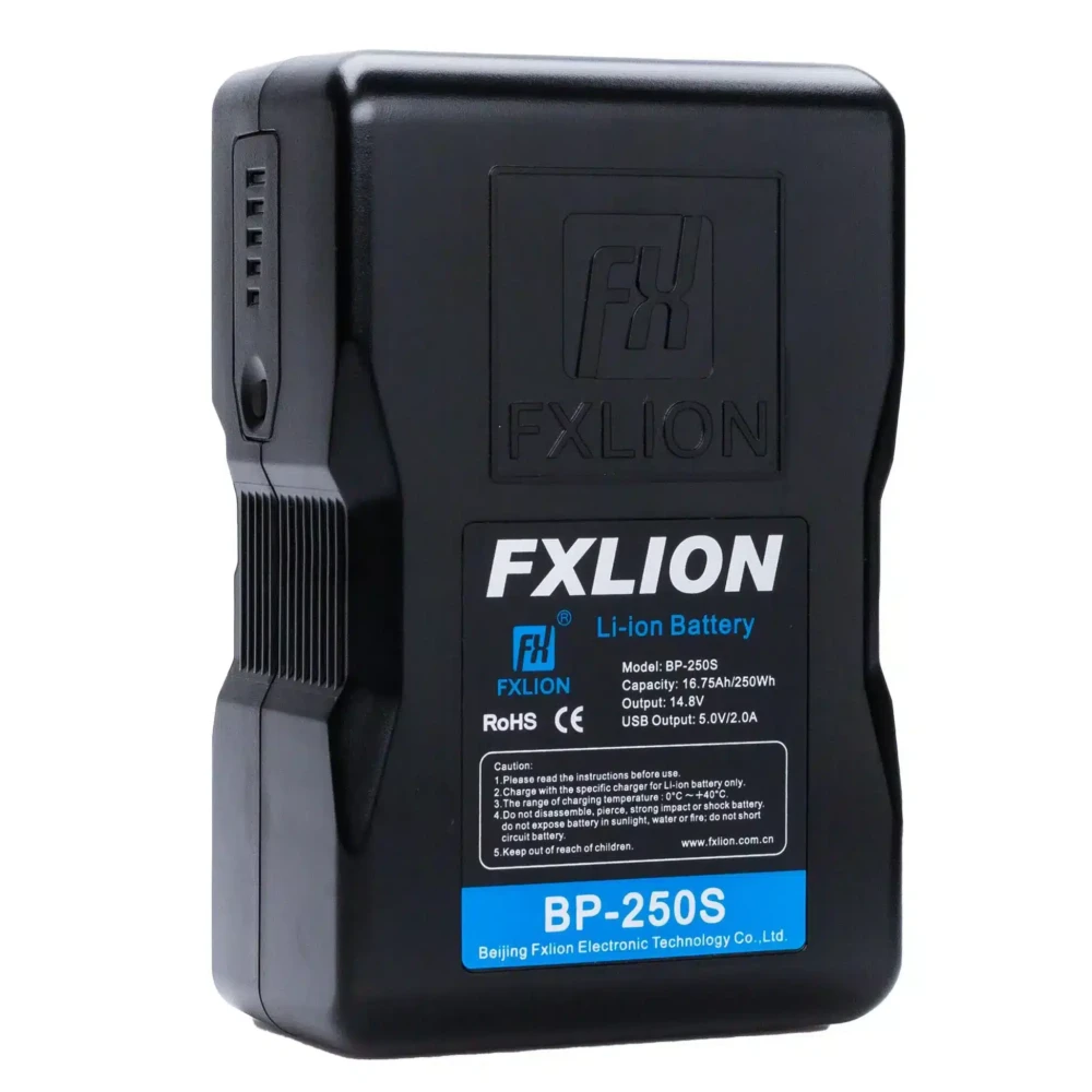 FXLION Cool Black V-Mount Battery, 14.8V, 250Wh, with USB, D-Tap