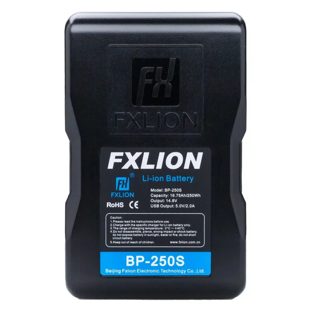FXLION Cool Black V-Mount Battery, 14.8V, 250Wh, with USB, D-Tap