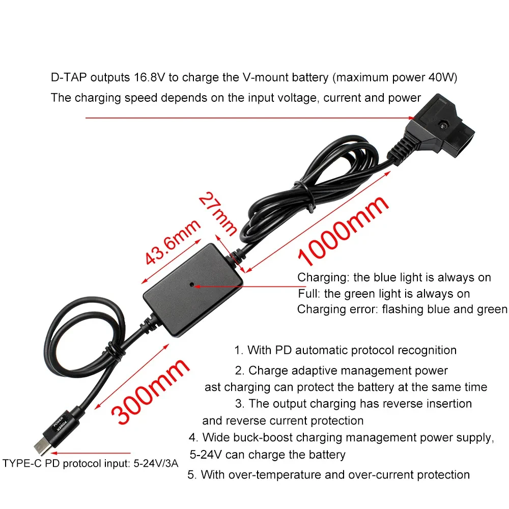 USB-C to D-Tap Quick Charger Cable
