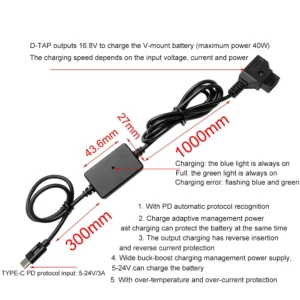 USB-C to D-Tap Quick Charger Cable